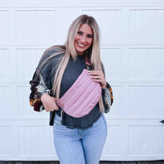 PRETTY SIMPLE Jolie Puffer Belt Bag in Pink