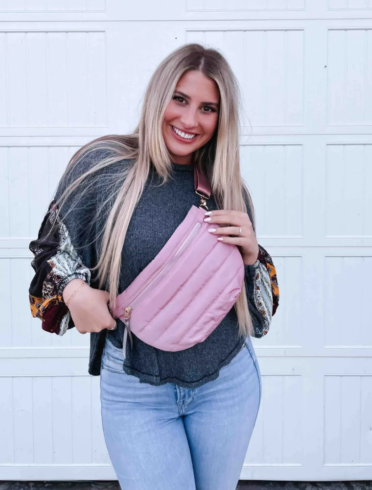 PRETTY SIMPLE Jolie Puffer Belt Bag in Pink