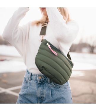 PRETTY SIMPLE Jolie Puffer Belt Bag in Olive
