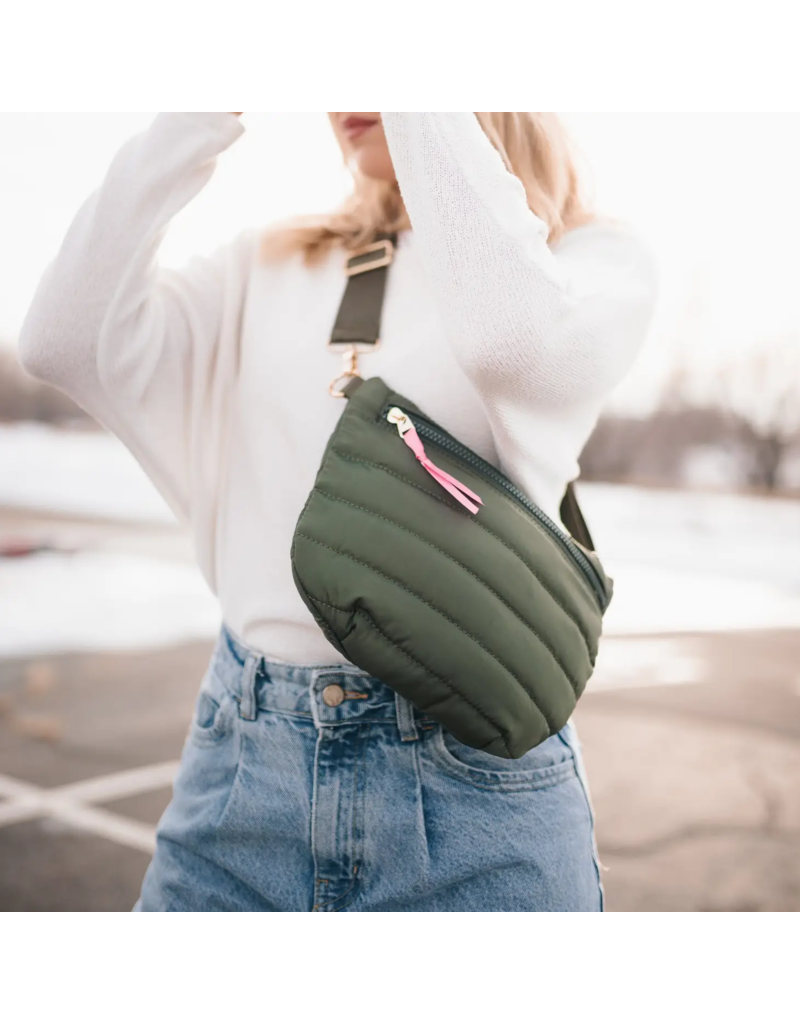 PRETTY SIMPLE Jolie Puffer Belt Bag in Olive