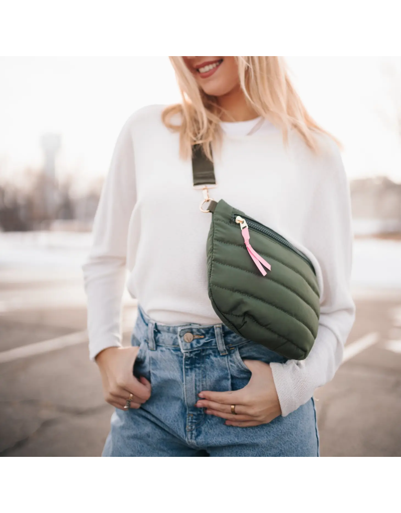 PRETTY SIMPLE Jolie Puffer Belt Bag in Olive