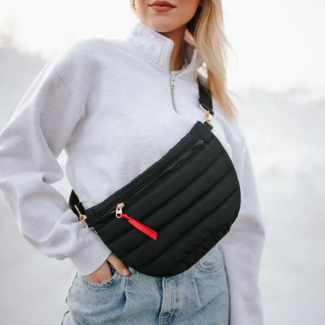 PRETTY SIMPLE Jolie Puffer Belt Bag in Black