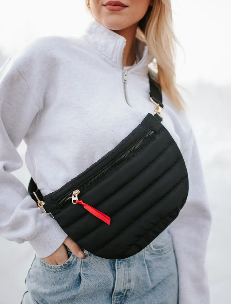 PRETTY SIMPLE Jolie Puffer Belt Bag in Black