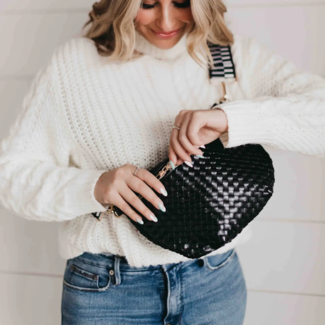 PRETTY SIMPLE Woven Westlyn Bum Bag in Black