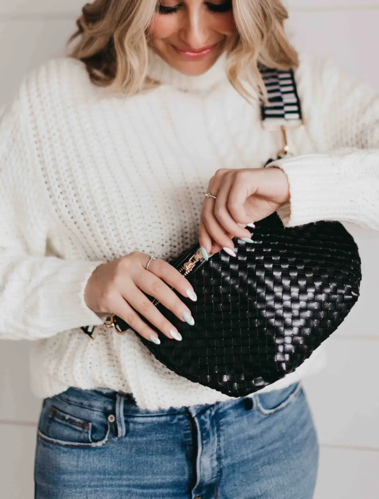 PRETTY SIMPLE Woven Westlyn Bum Bag in Black