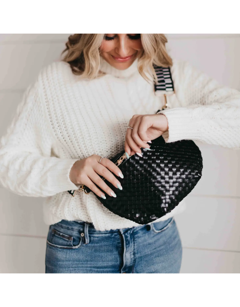 PRETTY SIMPLE Woven Westlyn Bum Bag in Black