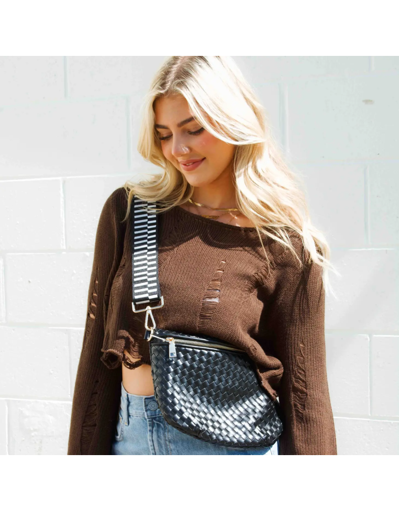 PRETTY SIMPLE Woven Westlyn Bum Bag in Black