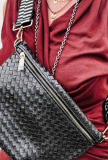 PRETTY SIMPLE Woven Westlyn Bum Bag in Black PRETTY SIMPLE Woven Westlyn Bum Bag in Black