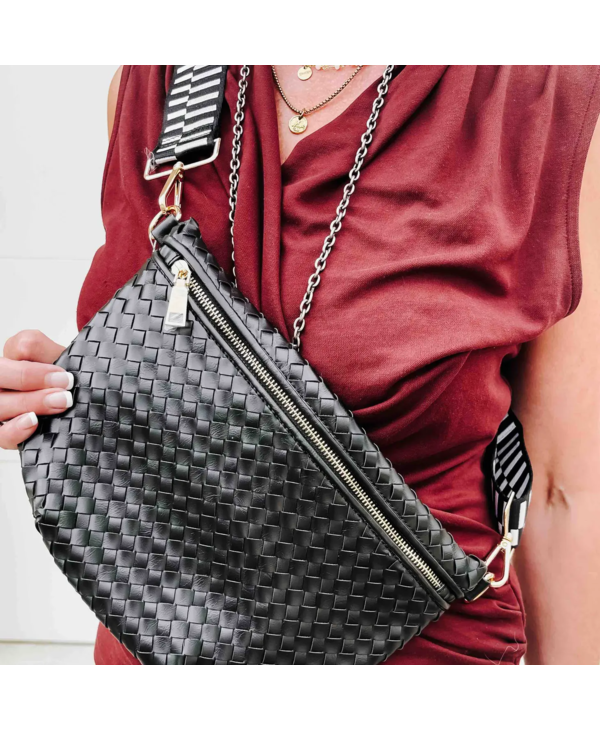 Pretty Simple | Westlyn Woven Bum Bag  -Checkered Black main image 0