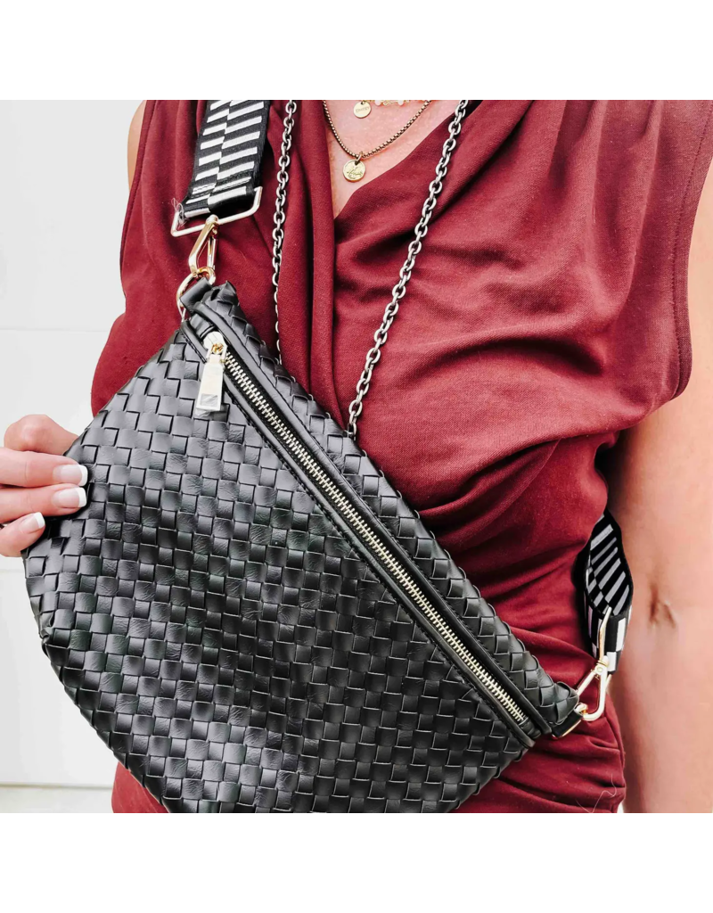 PRETTY SIMPLE Woven Westlyn Bum Bag in Black