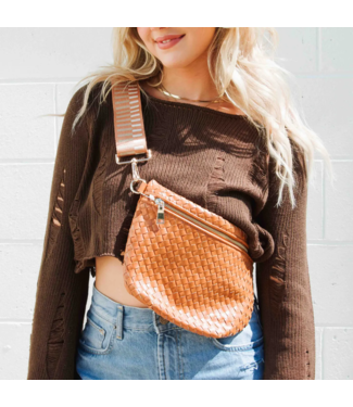 PRETTY SIMPLE Woven Westlyn Bum Bag in Brown