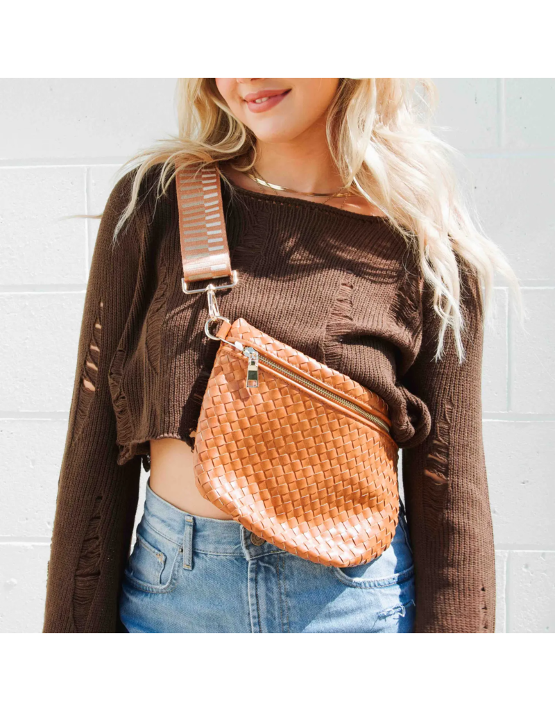 PRETTY SIMPLE Woven Westlyn Bum Bag in Brown