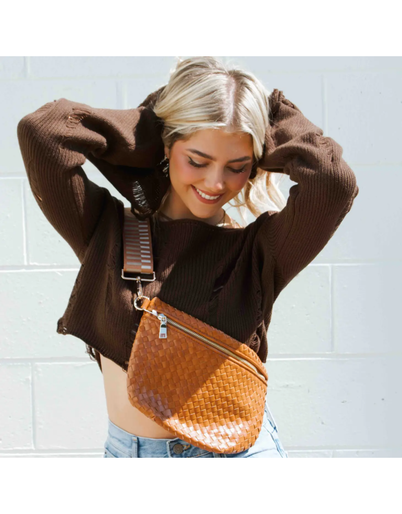 PRETTY SIMPLE Woven Westlyn Bum Bag in Brown