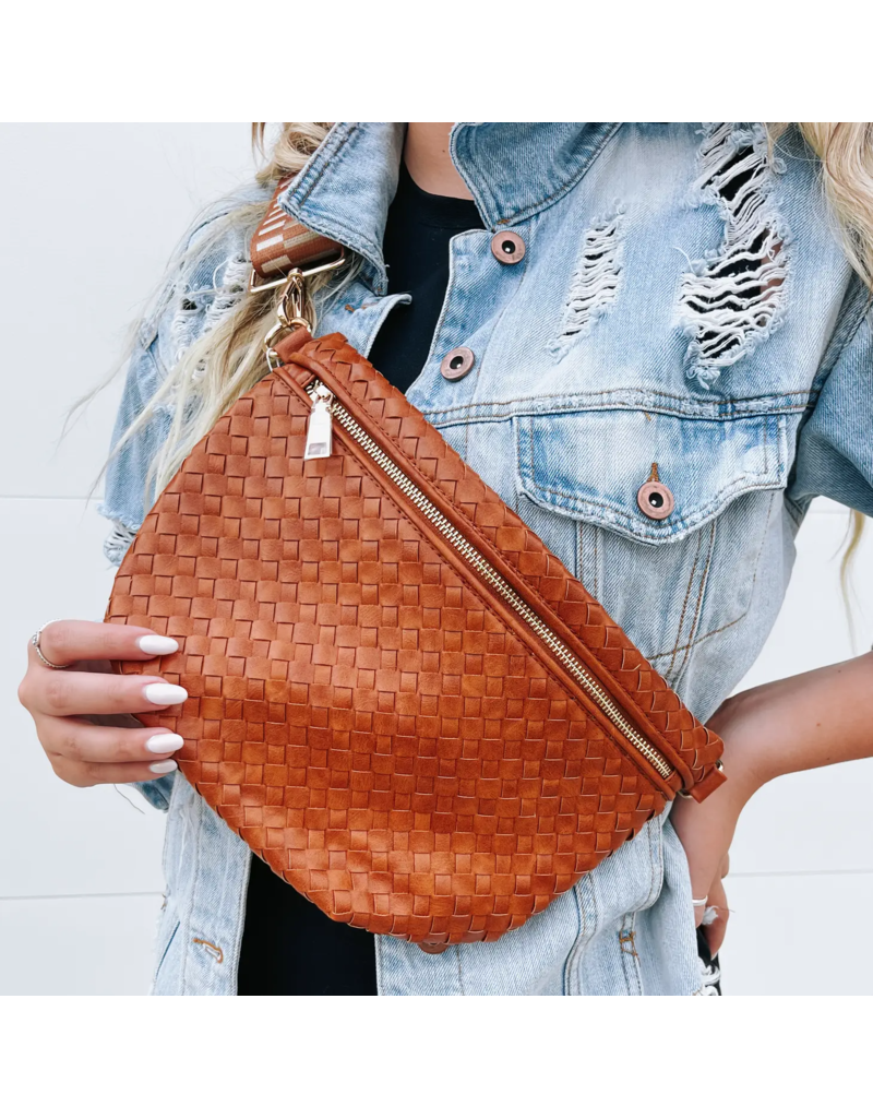 PRETTY SIMPLE Woven Westlyn Bum Bag in Brown