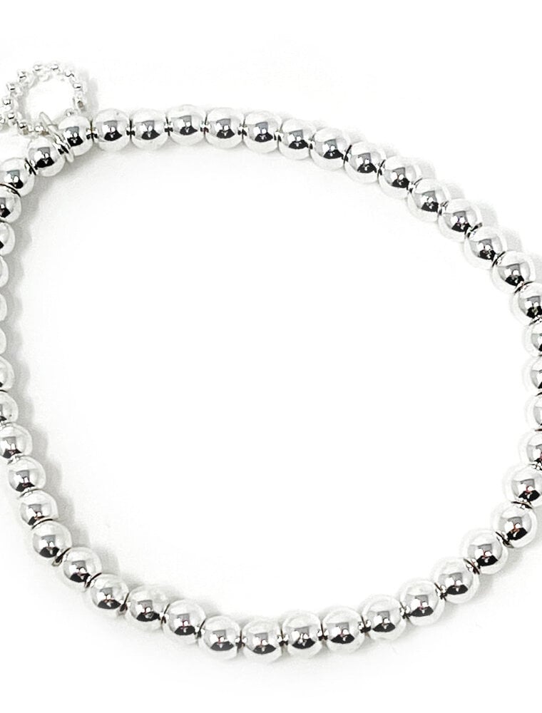 POWERBEADS BY JEN 4mm Silver Hematite Stackable Bracelet