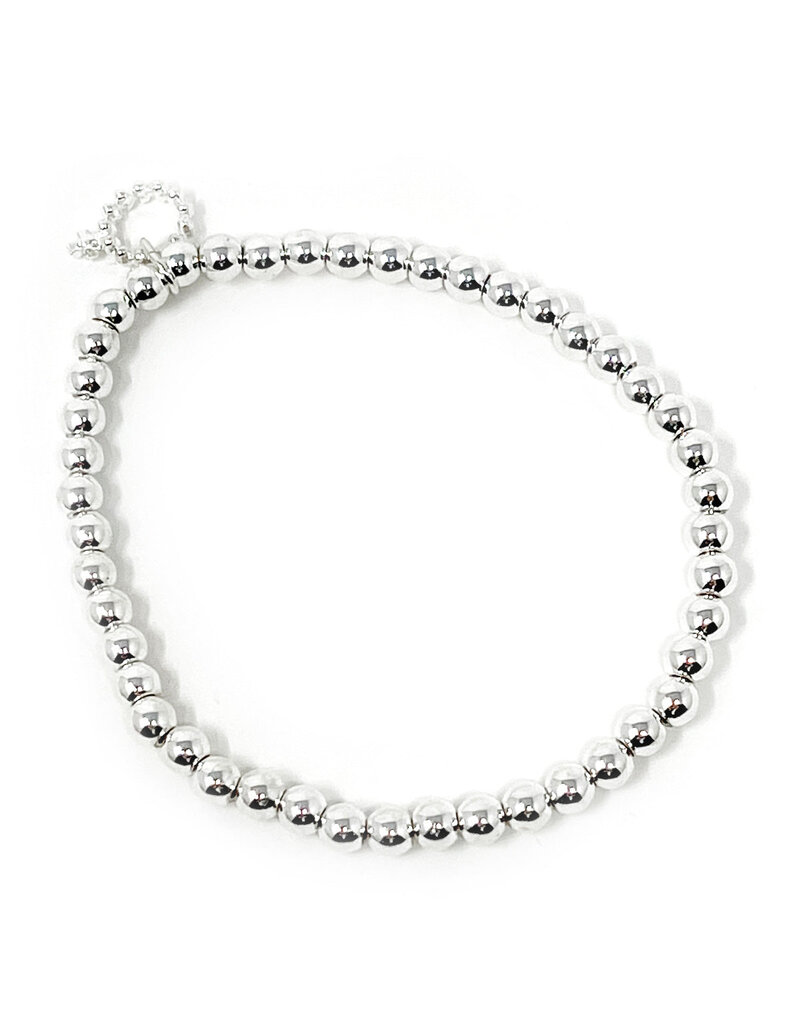 POWERBEADS BY JEN 4mm Silver Hematite Stackable Bracelet