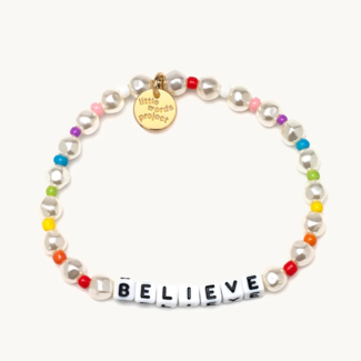 LITTLE WORDS PROJECT Believe Bracelet - Pearl Rainbow