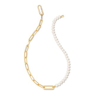 KENDRA SCOTT DESIGN Ashton Gold Half Chain Necklace in White Pearl