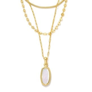 KENDRA SCOTT DESIGN Framed Dani Convertible Gold Triple Strand Necklace in Iridescent Opalite Illusion