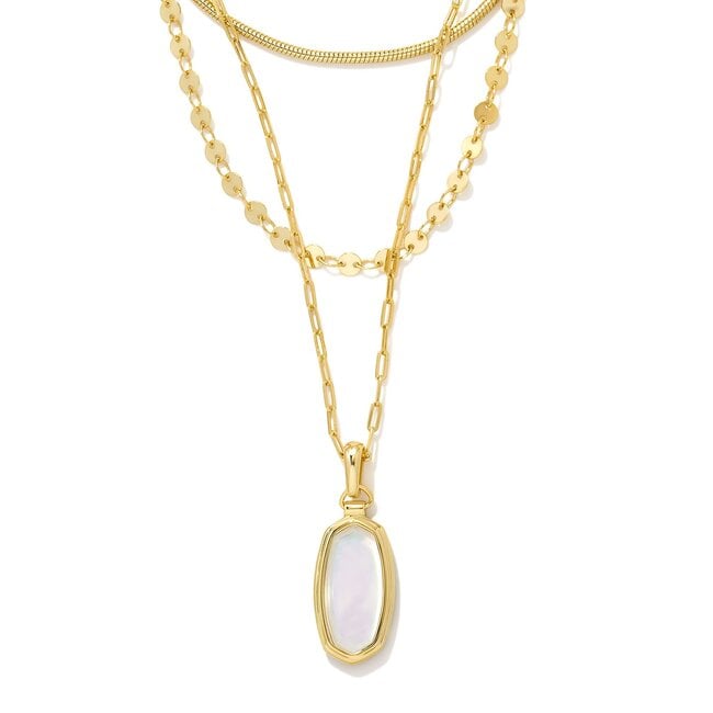 Framed Dani Convertible Gold Triple Strand Necklace in Iridescent Opalite Illusion