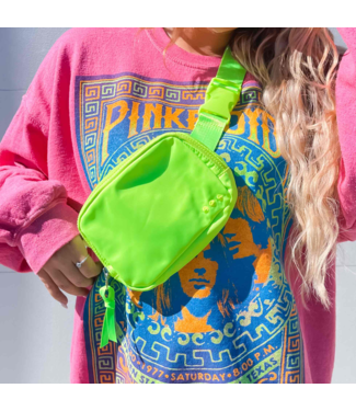 PRETTY SIMPLE Nadya Nylon Bum Bag in Chartreuse