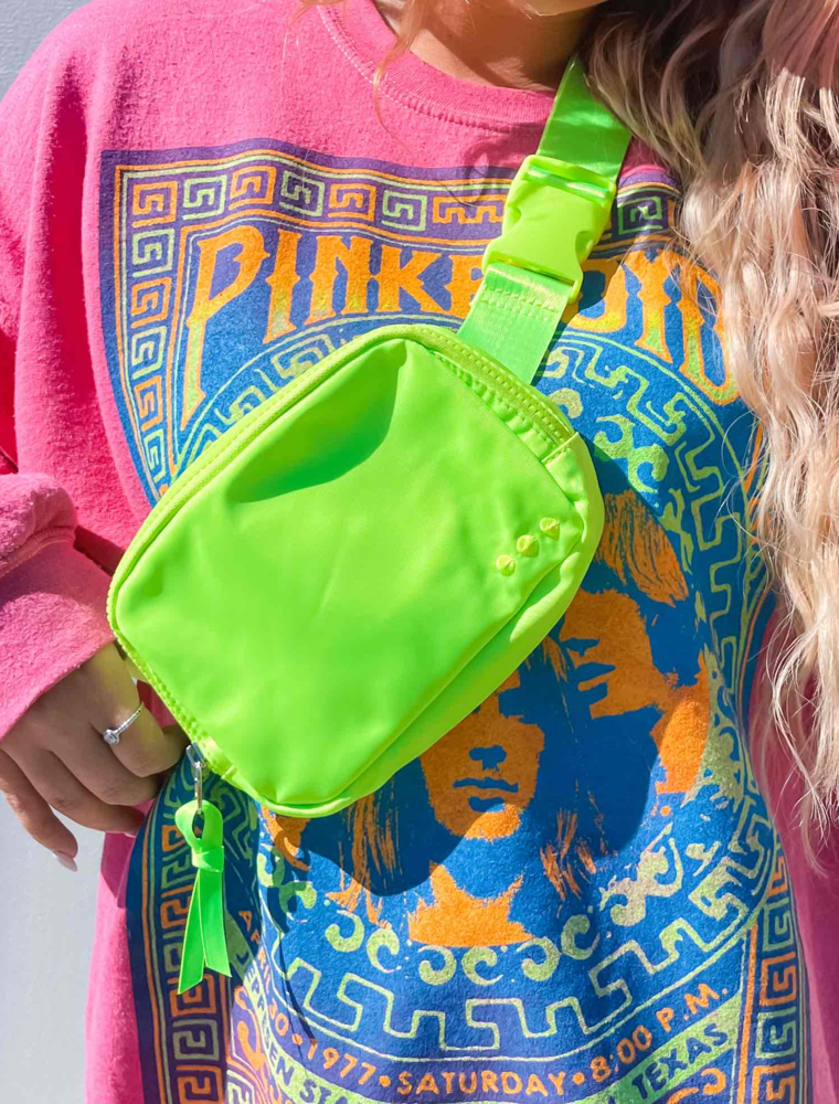 PRETTY SIMPLE Nadya Nylon Bum Bag in Chartreuse