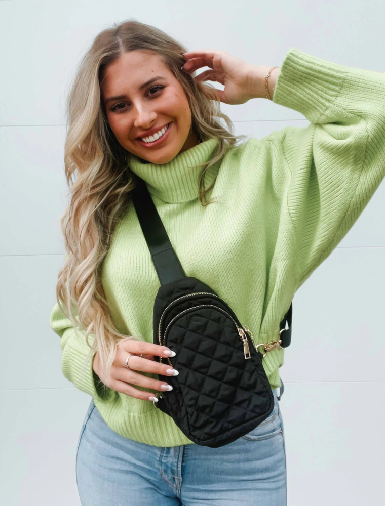PRETTY SIMPLE Pinelope Puffer Bum Bag in Black
