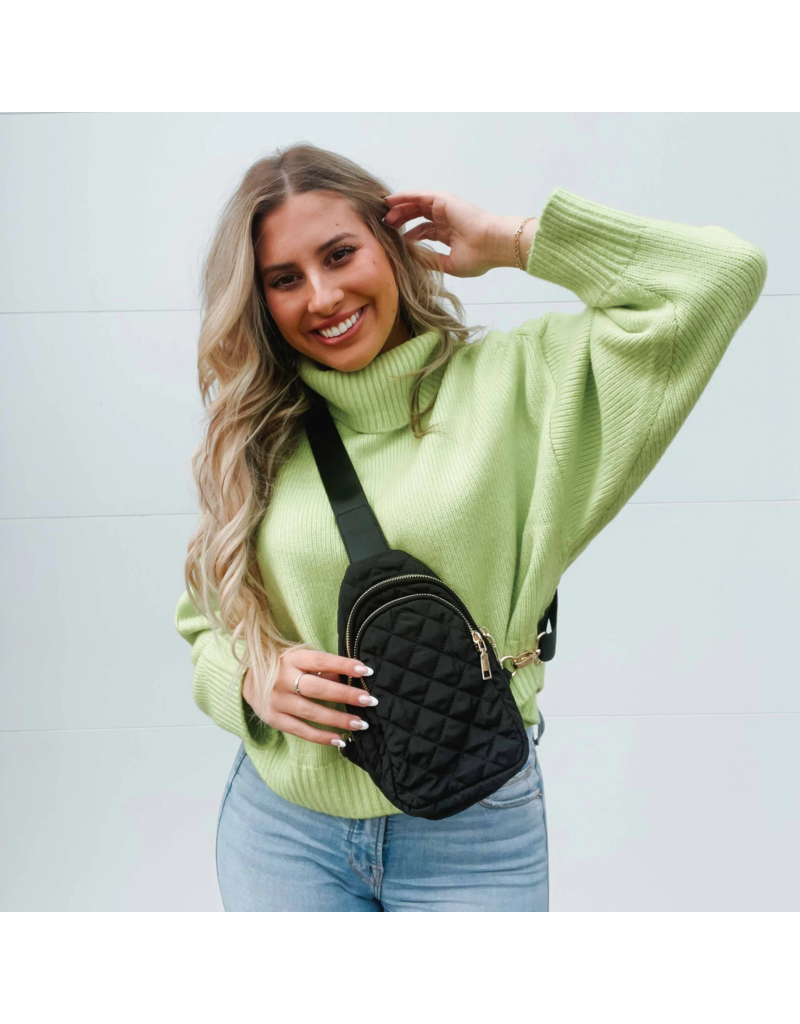 PRETTY SIMPLE Pinelope Puffer Bum Bag in Black