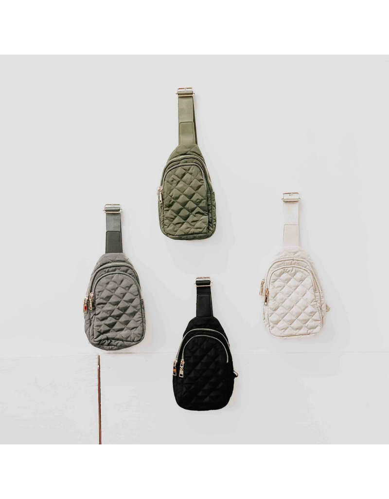 PRETTY SIMPLE Pinelope Puffer Bum Bag in Black