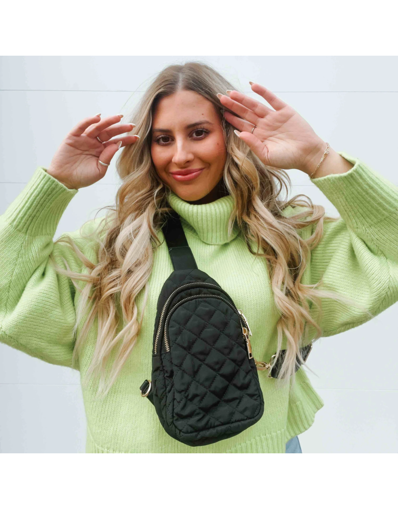 PRETTY SIMPLE Pinelope Puffer Bum Bag in Black