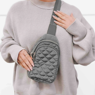 PRETTY SIMPLE Pinelope Puffer Bum Bag in Gray