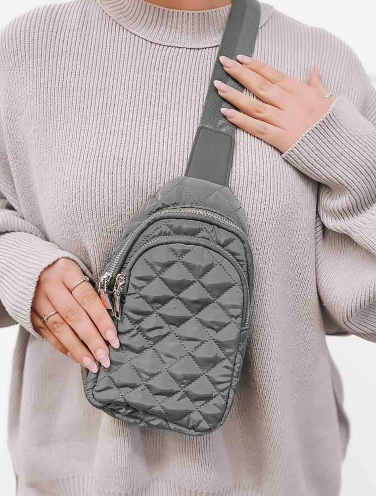 PRETTY SIMPLE Pinelope Puffer Bum Bag in Gray