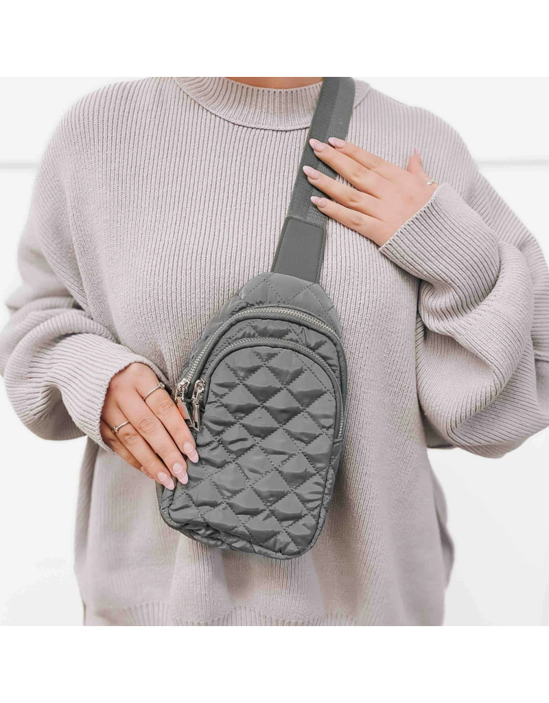 PRETTY SIMPLE Pinelope Puffer Bum Bag in Gray