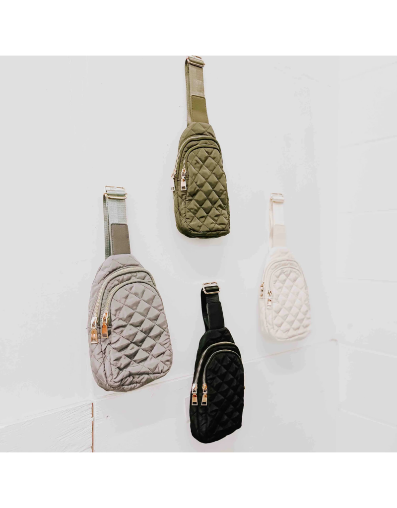 PRETTY SIMPLE Pinelope Puffer Bum Bag in Olive