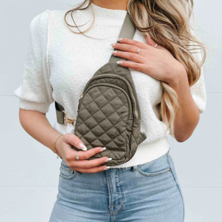 PRETTY SIMPLE Pinelope Puffer Bum Bag in Olive