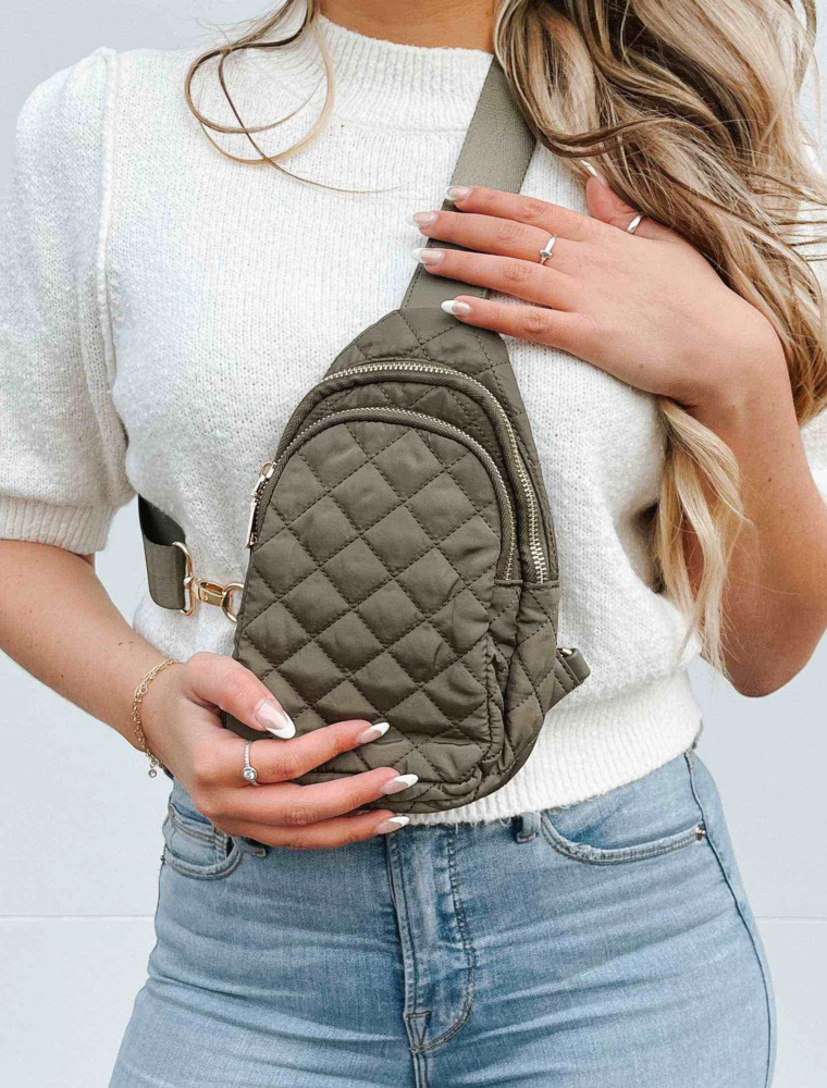 PRETTY SIMPLE Pinelope Puffer Bum Bag in Olive