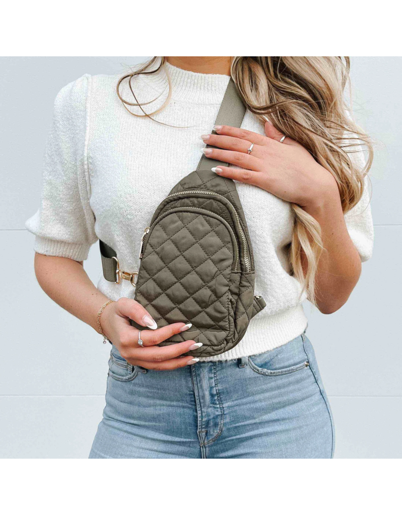 PRETTY SIMPLE Pinelope Puffer Bum Bag in Olive