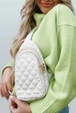 PRETTY SIMPLE Pinelope Puffer Bum Bag in Cream PRETTY SIMPLE Pinelope Puffer Bum Bag in Cream