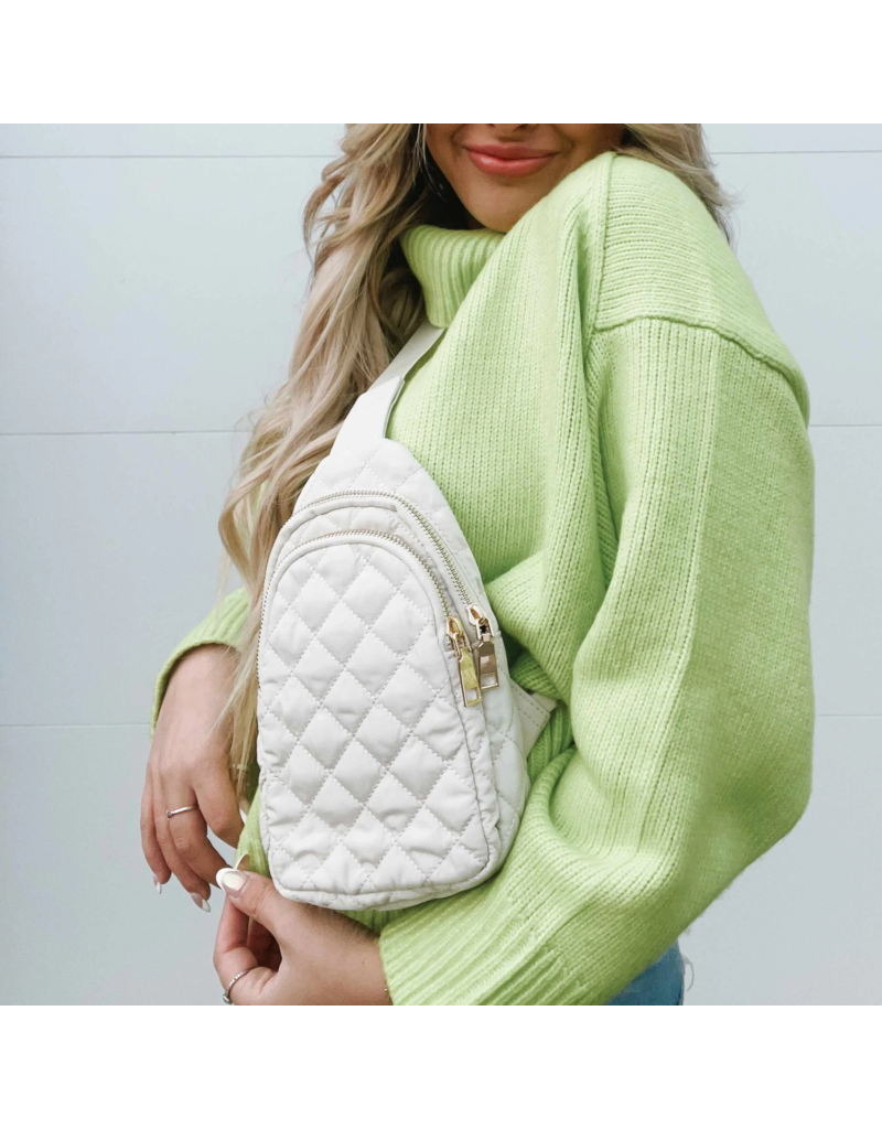 PRETTY SIMPLE Pinelope Puffer Bum Bag in Cream