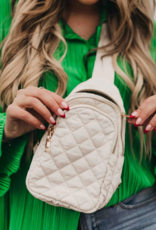 PRETTY SIMPLE Pinelope Puffer Bum Bag in Cream PRETTY SIMPLE Pinelope Puffer Bum Bag in Cream