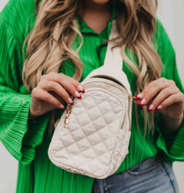 PRETTY SIMPLE Pinelope Puffer Bum Bag in Cream