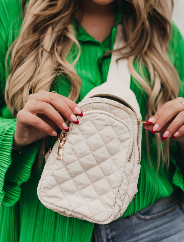 PRETTY SIMPLE Pinelope Puffer Bum Bag in Cream