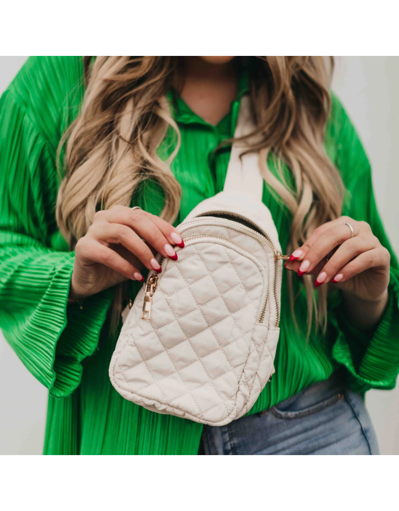 PRETTY SIMPLE Pinelope Puffer Bum Bag in Cream