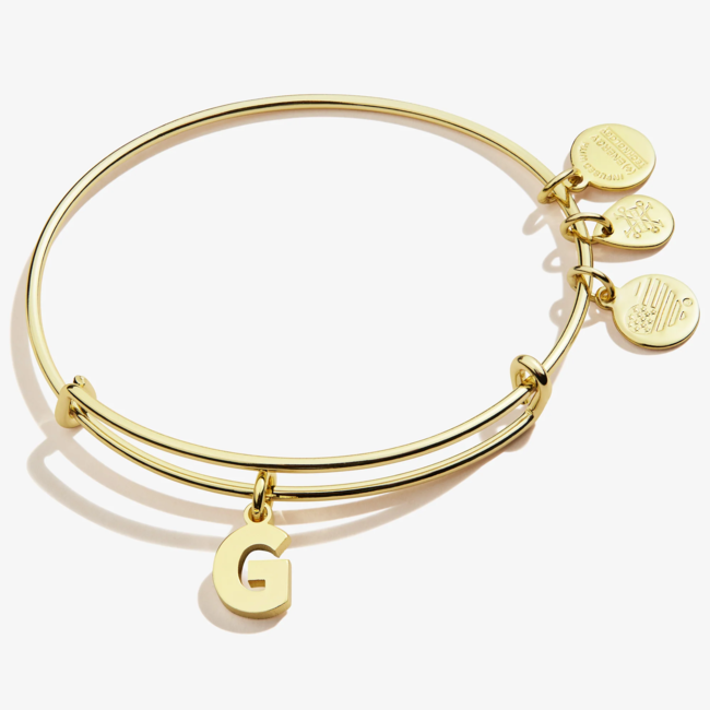 Initial G Charm Bangle in Gold