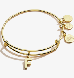 ALEX & ANI Initial F Charm Bangle in Gold