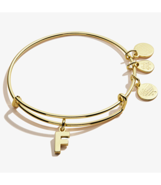 ALEX & ANI Initial F Charm Bangle in Gold