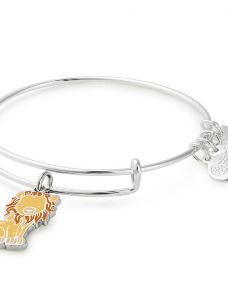 ALEX & ANI Lion Charm Bangle in Silver