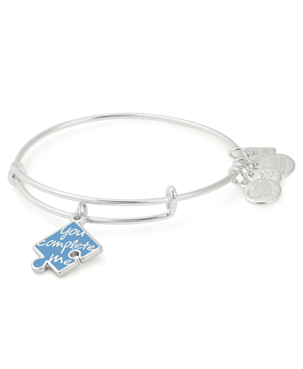 You Complete Me Charm Bangle in Silver