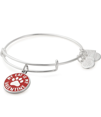ALEX & ANI 'My Cat Is My Valentine' Charm Bangle in Silver
