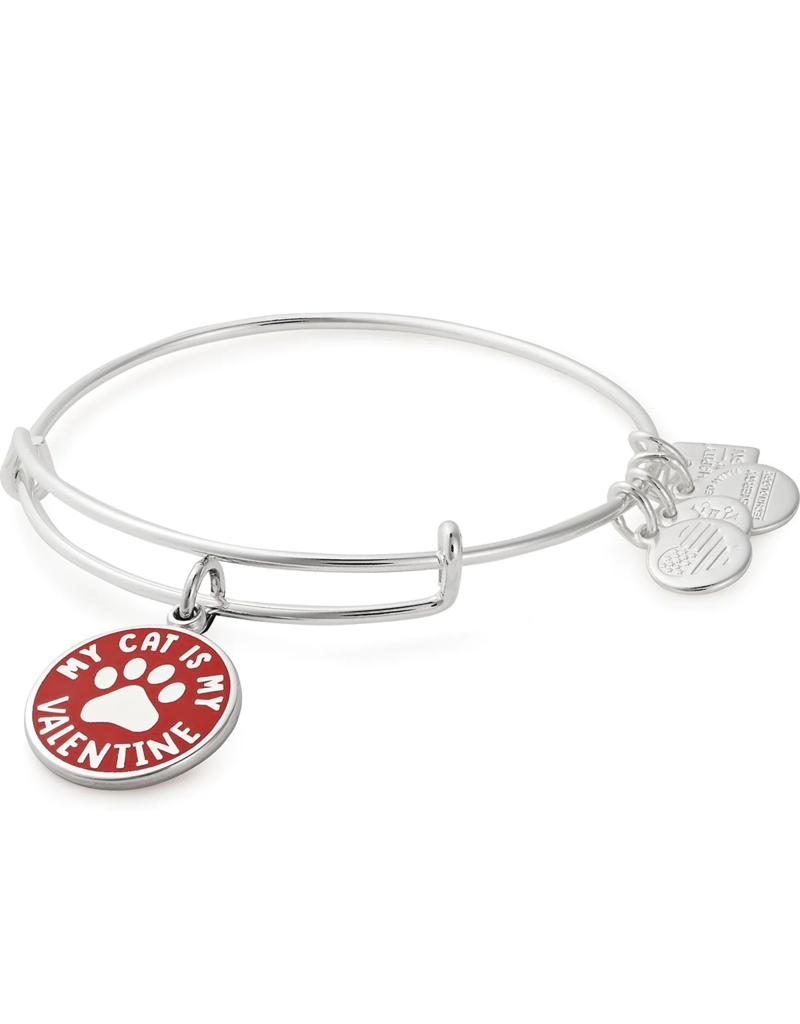 ALEX & ANI 'My Cat Is My Valentine' Charm Bangle in Silver